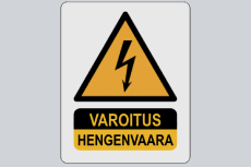 Varoitustarra läpinäkyvällä taustalla