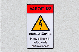 Varoituskyltti, korkea jännite