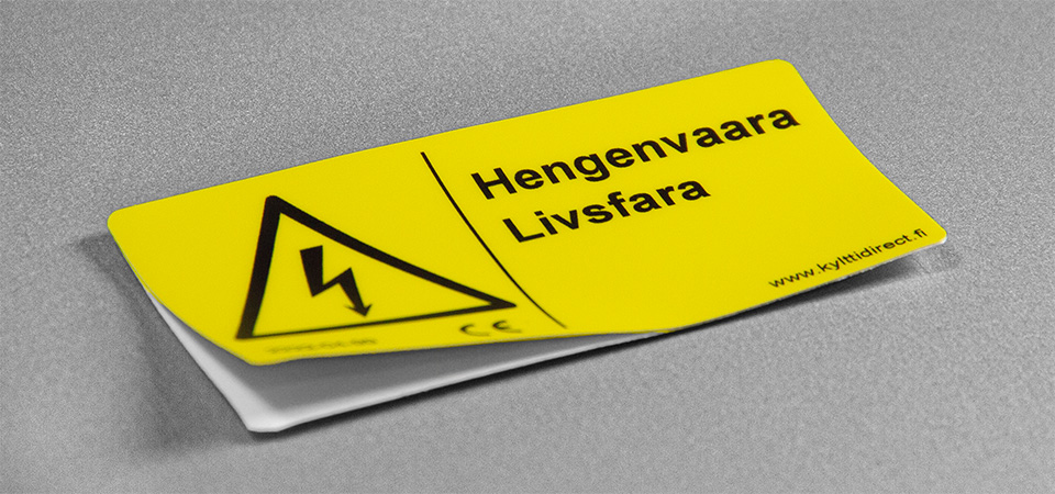 Printade klistermärken för industriell användning